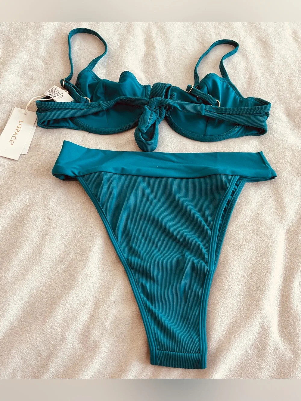L*Space Bikini Set Hunter Top & Lola Bitsy Bottom Blue Small/Medium Resortwear